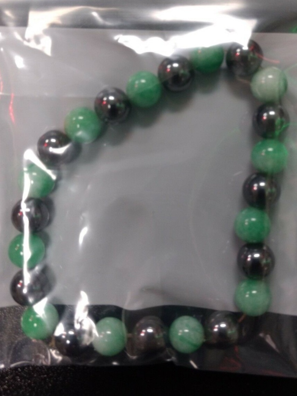 Jade And Grey Bead Bracelet